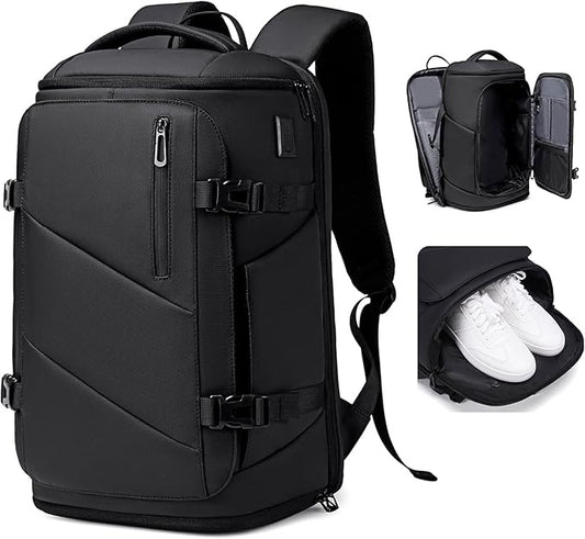 30L Travel Backpack for Men, Flight Approved Carry on Backpack Fits 17 inch Laptop, Water-resistant Large Luggage Weekender Bag Daypack for Traveling, Sports, Business, Black
