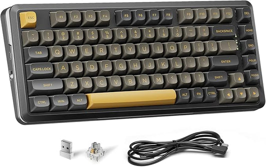 Redragon K738 Wireless Mechanical Keyboard, Gasket Mounted RGB Gaming Keyboard, 3-Mode (2.4G/BT/USB), Pre-lubed Linear Switches, 75％ Layout, 82 Keys Hot Swappable for PC/Mac - Black Gold