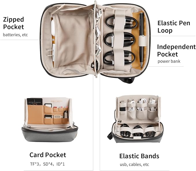 PGYTECH Mini Travel Tech Organizer, Waterproof Tech Pouch, Electronics Accessories Organizer Carrying Case, Organizer Bag for Cables, Cord, Phone Batteries, Charger, Photography SD Card, Green