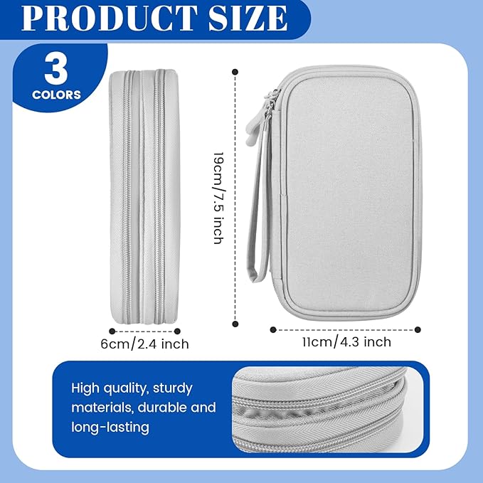 Sadnyy 3 Pcs Cable Organizer Travel in, Travel Electronic Pouch Double Layers Storage Bag for Data Cord Portable Waterproof Integrated Storage Bag