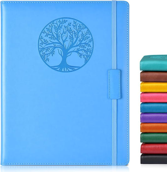 Lined Journal Notebook for Women Men,256 Pages A4 Large Hardcover Leather Journals for Writing,Travel,Business,Work,School,College Ruled Notebooks for Note Taking,Diary Notepad 8.6"×11"(Light blue)