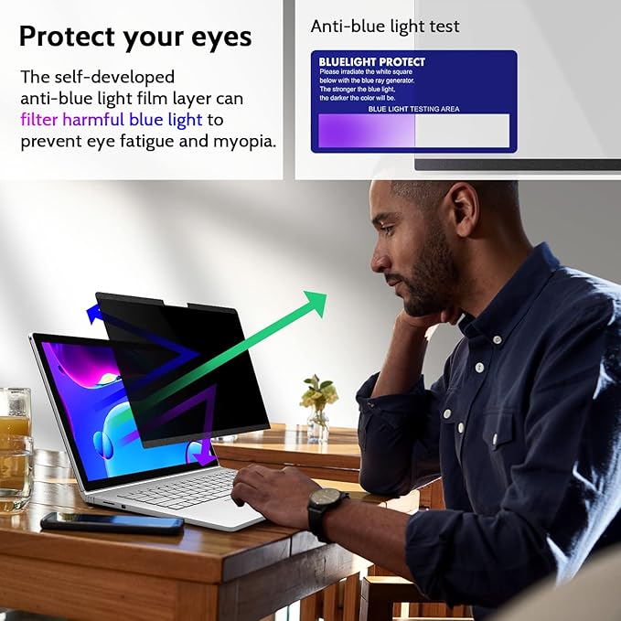 Magnetic Privacy Screen Surface Laptop 6/5/4/3/2/1 15 Inch, Removable Anti Blue Light Glare Filter, Black Security Private Apy Block Protector