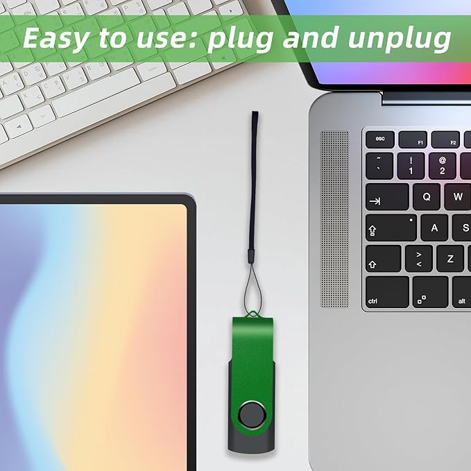 10 Pack 32GB USB Flash Drive,XUANREG USB 2.0 Thumb Drives Bulk Drive Memory Stick with Sticker Paper and Lanyards, Bulk USB Drives Green