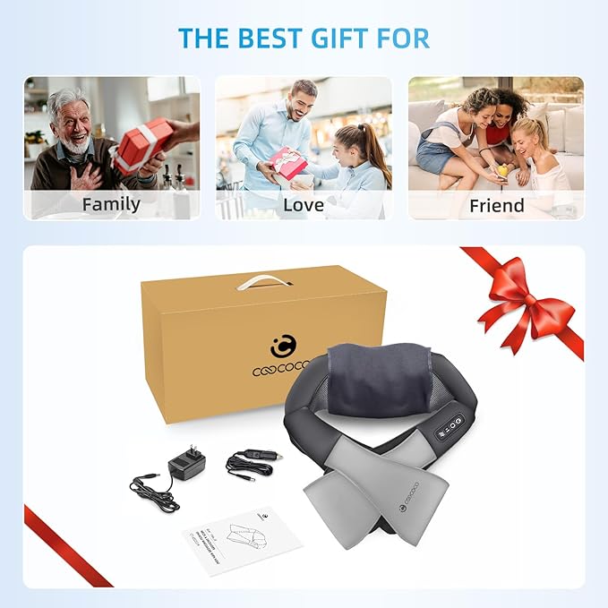 CooCoCo Shiatsu Neck and Back Massager, 2025 Christmas Gifts for Him Her, 8 Massage Nodes 3D Neck & Shoulder Massager for Deep Tissue for Office Home Car Use, Christian Gifts for Women Men Mom Dad