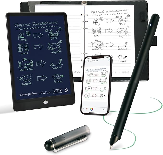 Smart Pen for Note Taking Set Real-Time Paper-to-Digital, Smart Digital Notebook with Pen for Meeting Class Creation, Convert to Text, Store, and Share Your Handwritten Notes via App(iOS/Android)