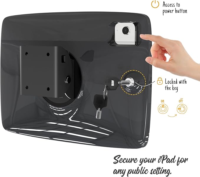 Tablet Wall Mount Lockable Tiltable Anti Theft Security, Compatible with 10.9" iPad 10th, Pro 11" 1 2 3 4, Air 4 5, Air 11", iPad 11"(A16) - BSW102BA