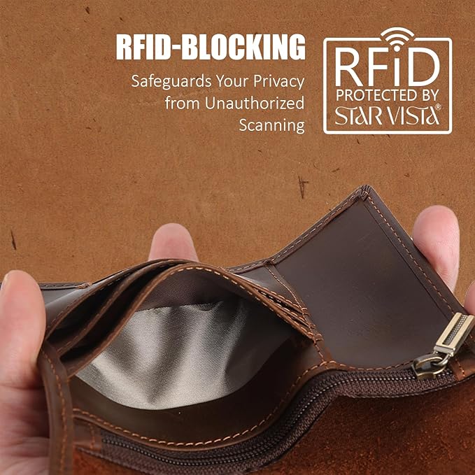 STAR VISTA Phoenix Leather Passport Holder, Full Grain Leather Travel Wallet- Slim, Bifold, RFID Blocking, ID Window, Coin Pocket, Card Slots, SIM Slots