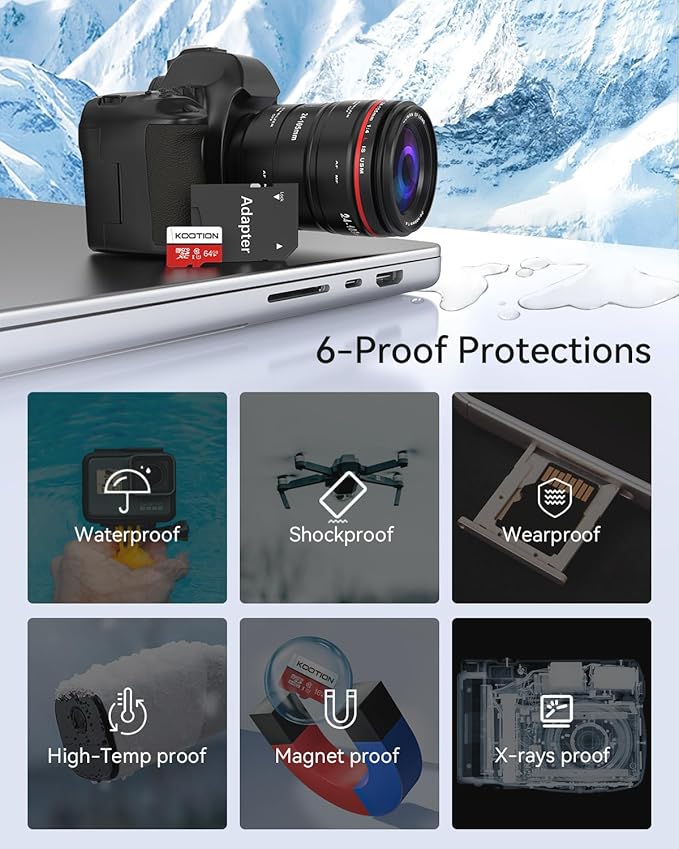 KOOTION 64GB Micro SD Card 2 Pack, Micro SDXC Memory Card Class 10 Micro SD Cards UHS-I, C10, U1, High Speed TF Flash Card with Adapter