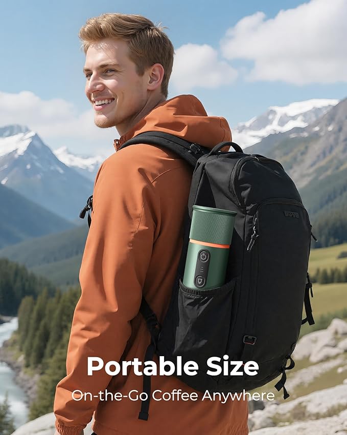 Portable Espresso Coffee Maker, Travel Coffee Maker for Camping, 20 Bar Self‑Heating Rechargeable with USB-C, with NS Capsule for Car/Travel/Camping