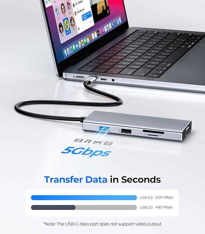 GIISSMO USB C Docking Station 3 Monitors HDMI Adapter for Dell HP Lenovo, 9 in 1 Laptop Docking Station 3 Monitors USB C Hub with 2 HDMI 4K Ports + VGA + 100W PD Charging + 3 USB + SD/TF Card Reader