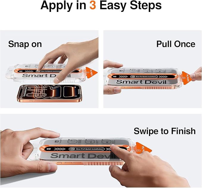 SMARTDEVIL 2 Pack Screen Protector for iPhone 17 Pro, 9H Hardness Military Grade Shatterproof HD Tempered Glass, Easy to Install, Bubble-Free and-Dust-Free Box