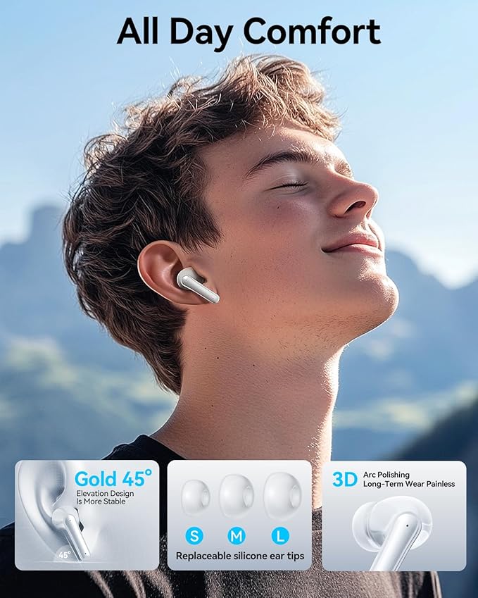 Wireless Earbuds, Bluetooth 5.3 Ear Buds, Headphones with Clear Stereo Sound, 40H Playtime with LED Digital Display, IPX7 Waterproof Earphones Built-in Mic for Phone Tablet Sports Workout