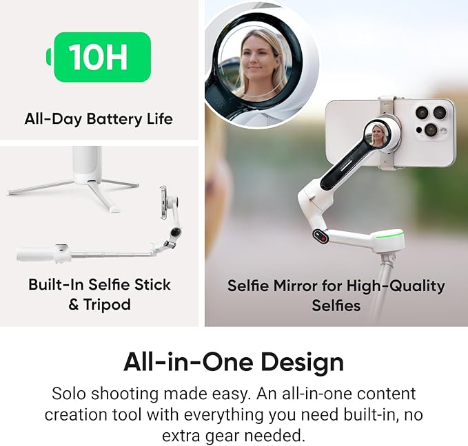 Insta360 Flow 2 Pro Magnetic Mount Bundle - Foldable AI Phone Gimbal, Track in 200+ iOS Apps, Multi-Person & 360 Pan Tracking, Built-in Tripod/Selfie Stick, iPhone/Android Stabilizer