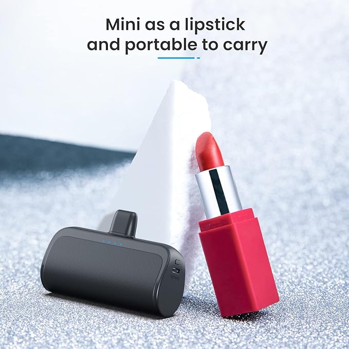 [2 Pack]Mini Portable Charger for iPhone,5200mAh Ultra-Compact Fast Charging Power Bank Cordless Cute Small Battery Pack Compatible with iPhone 14/14 Pro Max/13/13 Pro/12/11/XR/8/7/6(Black+Blue)