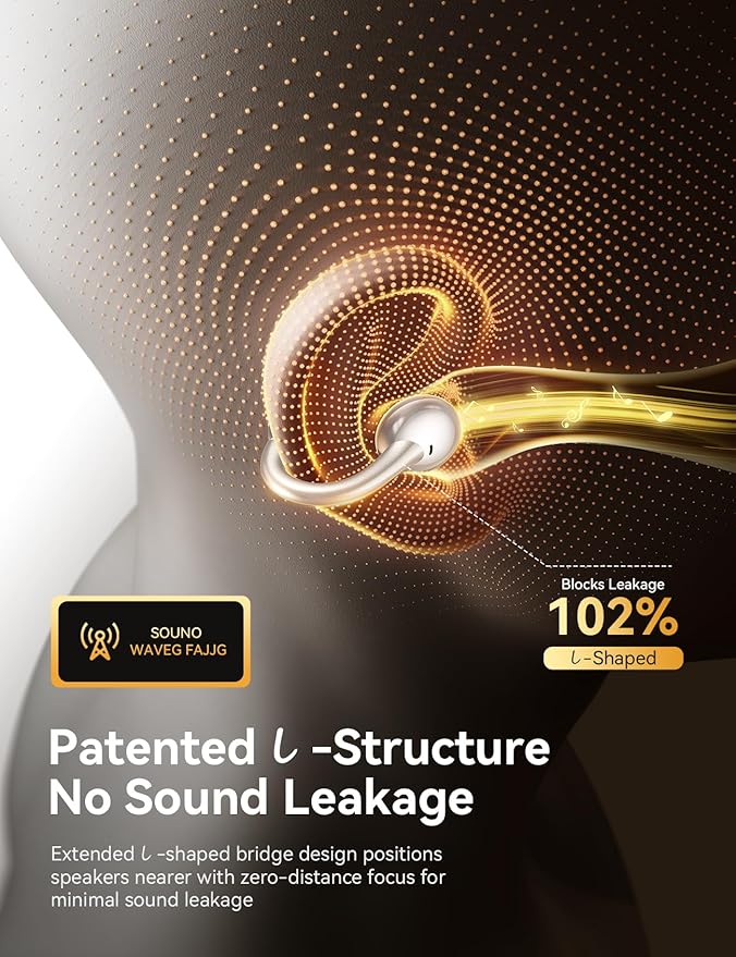 JOYROOM OE3 Open Ear Earbuds, Wireless Clip On Earbuds Headphones, Auto L-R Recognition, Omni Tap Control, Immersive Sound, Ultra-Light 4.9g Fit, Comfortable for Workouts and Daily Use, (Silver White)