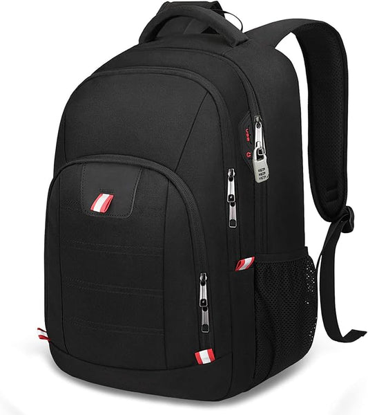 Travel Laptop Backpack, Black Backpack for Men and Women with USB Slit Business Computer Back Pack (Black, 15.6 Inch)