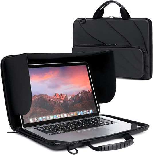 BUG 14.2-15.6 Inch Laptop Sun Shade Bag, Chromebook Protective Sleeve Case Shoulder Bag with Sun Hood Foldable Portable Shield Cover for Working Outside, Computer Hard Shell Case(Patent Pending)