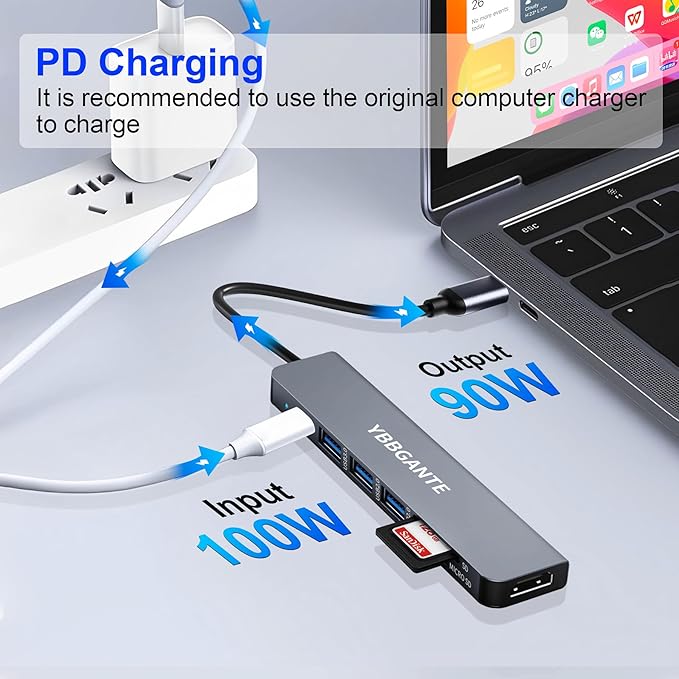 USBC Multiport Adapter USB c to USB hub 7 in 1 dongle Adapter USB c hub multiport Adapter with SD Card Reader 100W PD 4K30hz hdmi USB hub USB C Adapter for MacBook Pro