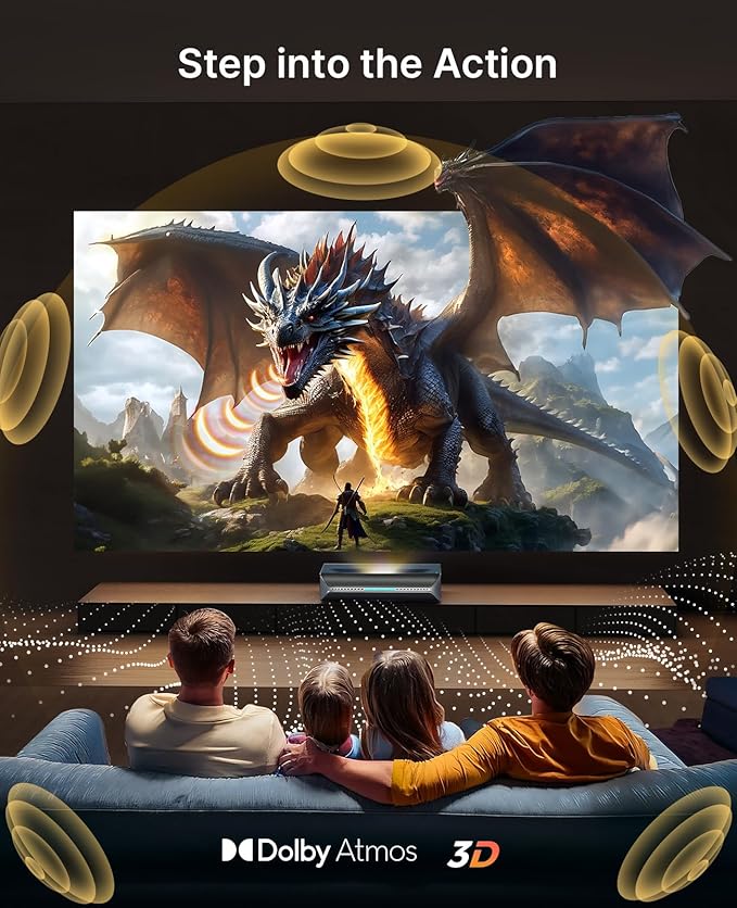 NexiGo Aurora Pro MKII, 4K Tri-Color Laser UST Projector, 30000:1 Contrast Ratio, Dynamic Iris & Laser Dimming, 0.21:1 Throw Ratio, Dolby Vision & Atmos, HDR10+, 3D, 4.2ms ~ 8ms Low Latency