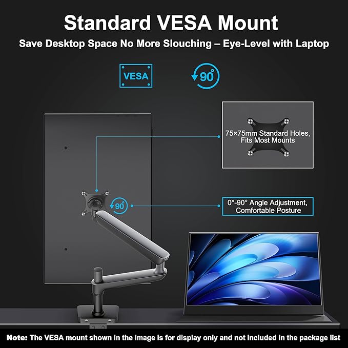 4K Portable Monitor 15.6" 3840×2160P（16:9） Screen 100sRGB IPS Display, with HDMI & USB-C Plug & Play, External Monitor for Laptops/MacBook/PCs/Phones/Xbox/Switch/ PS4/5/NVR