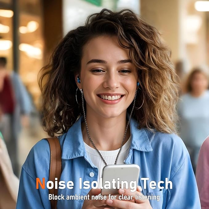 Vibes 202ML Wired Earbuds - HiFi in Ear Headphones for iPhone 5–14, Noise-Isolating Ear Buds w/ Mic - Clear Sound, Deep Bass, Comfort-Fit Earphones - MMCX–Lightning, Silver Plated Cord, Carrying Case