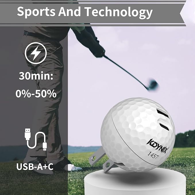 20W Dual Port Creative Golf Ball Charger Block， GaN III Power Adapter Fast Wall Charger with UL Certified, Fast Charging for iPhone 16/16 Pro/16 Pro Max/16 Plus/15/14/13/12, Galaxy, iPad, AirPods