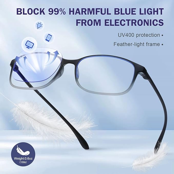 AQWANO 3 Pack Computer Reading Glasses Men Women Blue Light Blocking, Lightweight TR90 Flexible Frame Readers Glasses Anti Glare, No Rubber 2.5