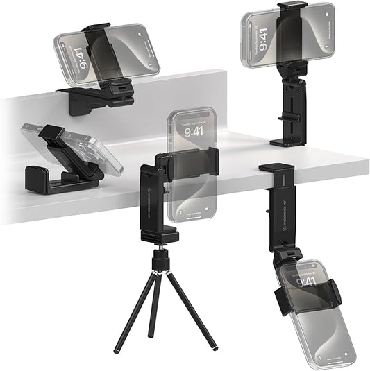 Scosche SUHTRVL-1 Airplane Travel Essentials Plane Phone Holder Mount for Long Flight, Foldable Cell Phone Stand for Desk, Seat Back, Tray Table or Tripod Compatible with Apple iPhone, Samsung Galaxy