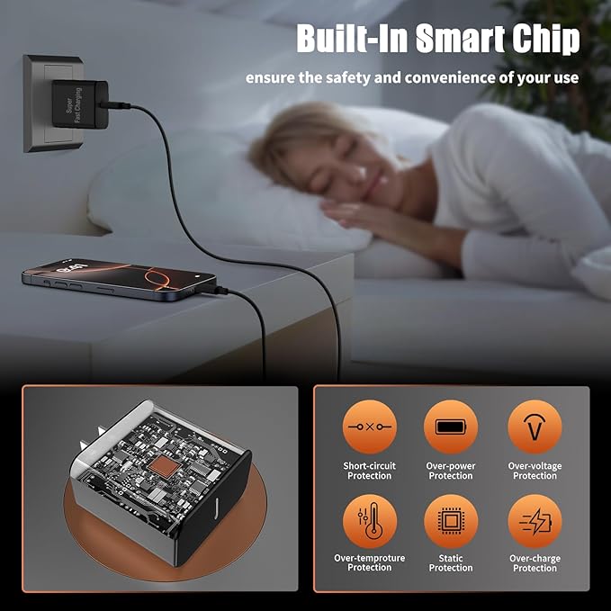 iPhone 17 16 Pro Max Charger Fast Charging, 45W Super Fast USB C Chargers for iPhone 16 (6FT+6FT+10FT) Type C Chargers Cord with Fast Charger Block for iPhone 17/16/15 series/iPad/ GalaxyS24 Black