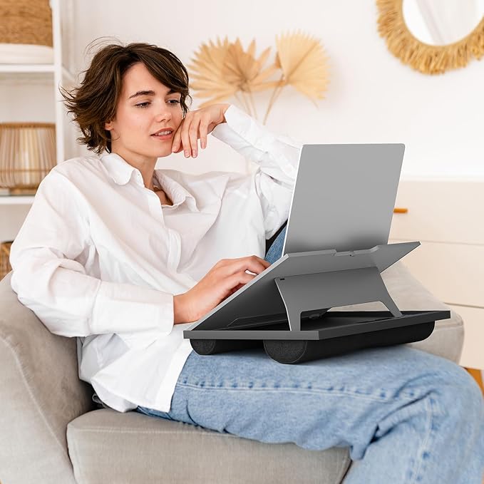 HUANUO Adjustable Lap Desk - with 8 Adjustable Angles & Dual Cushions Laptop Stand for Car Laptop Desk, Work Table, Lap Writing Board & Drawing Desk on Sofa or Bed, HNLD2G