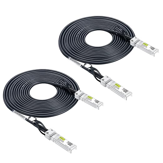 10Gtek SFP+ DAC Twinax Cable - 10GBASE-CU Passive Direct Attach Copper SFP Cable for Cisco SFP-H10GB-CU5M, Ubiquiti UniFi UC-DAC-SFP+, Meraki, Fortinet, D-Link and More, 5-Meter(16.5ft), 2-Pack