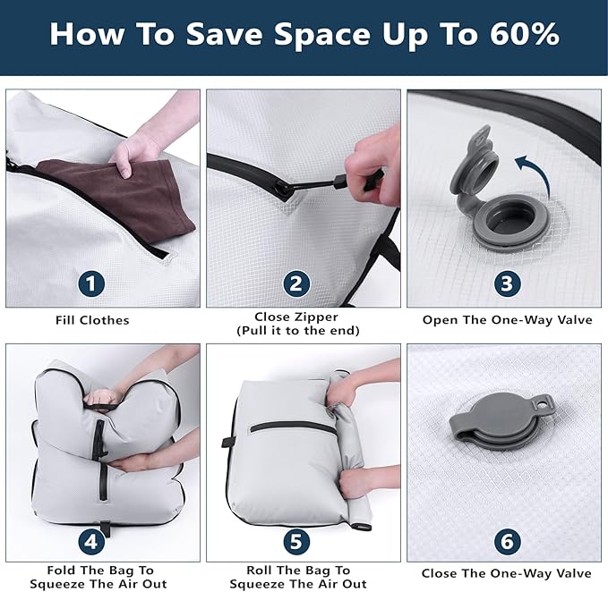 Dobaly 33L Professional Vacuum Bags for Travel, IP67 Reusable Vacuum Seal Bags for Clothing for Suitcases and Backpack Space Saver Bags for Travel Lightweight & Durable (1PC No Pump)