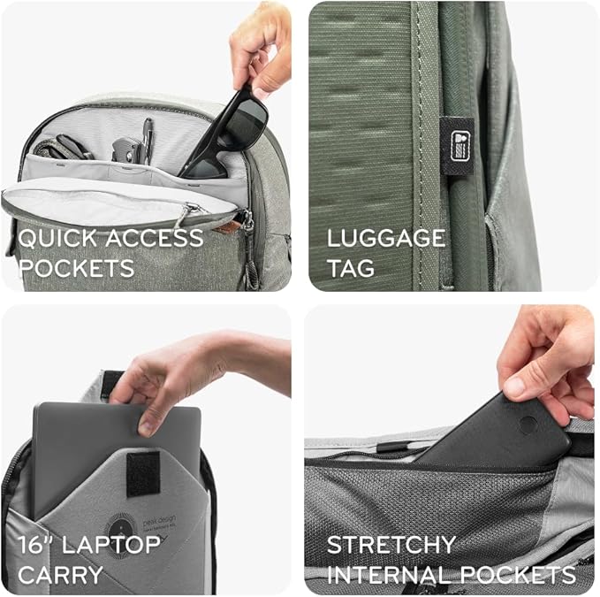 Peak Design Travel Backpack 45L, Eclipse, Expandable 35-45L Design, Rear and Top Access, Weatherproof Shell, Laptop Sleeve, Ideal for Travel or Everyday Carry, Versatile Backpack for Men and Women