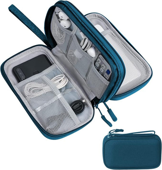 Skycase Electronic Organizer Travel Case - Waterproof Travel Cord Pouches for Organization, Cable Organizer, All-in-One Double Layers Storage Bag for Accessories, Charger, Cable, Green