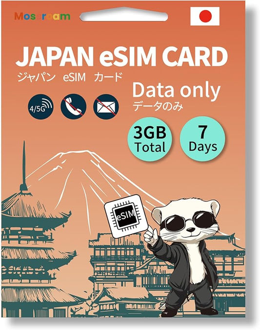 Japan eSIM Card for Travelers,7 Days Plan,Daily 3GB Unlimited Data,High-Speed 4/5G, No Roaming Charges | Perfect for Japanese Trips