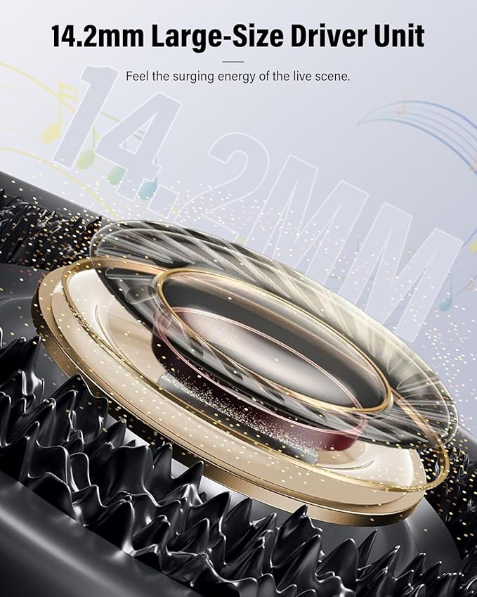 Wireless Earbuds, Bluetooth 5.4 Headphones Bass Stereo, Ear Buds with Noise Cancelling Mic, LED Display in Ear Earphones Clear Calls, IP7 Waterproof Bluetooth Earbuds for Laptop/Phones, Pale Blue