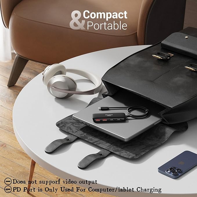 Qeefun USB C Hub 10Gbps, USB 3.2 Hub with 2 USB-C and 2 USB-A Ports, USB 3.2 Gen 2 Splitter with 100W Power Charging Port, USB Port Extender for iPhone, MacBook Air/Pro, Laptops, iPad Pro and More