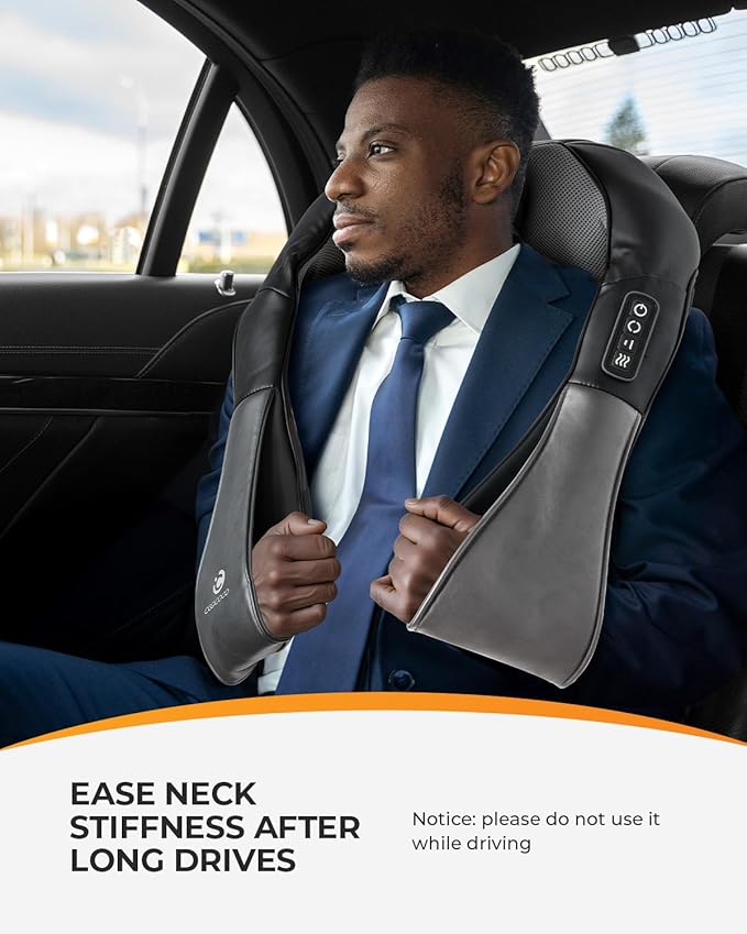 CooCoCo Shiatsu Neck & Back Massager with Heat, Father's Day Birthday Gifts, Corded Electric Deep Tissue 3D Kneading Pillow, Massager for Neck and Shoulder Pain Relief, Home, Office, Car Use