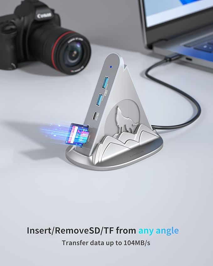 Silver 8-in-1 USB C Hub Multiport Adapter to 4K HDMI for MacBook,with 3 USB-A Ports,1 USB-C Data,100W PD,SD/TF Card Slots,Compatible with MacBook Pro/Air,iPad Pro,and More Type-C Laptops