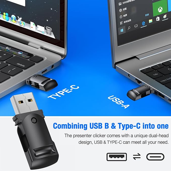 Presentation Clicker Wireless Presenter Remote for PowerPoint, Powerpoint Clicker with Volume Control PowerPoint Slide Advancer for Mac, Computer, Laptop-E600