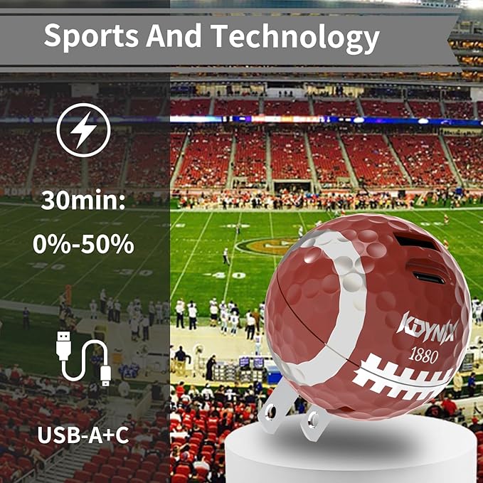 20W Dual Port Creative Golf Ball Charger Block， GaN III Power Adapter Fast Wall Charger with UL Certified, Fast Charging for iPhone 16/16 Pro/16 Pro Max/16 Plus/15/14/13/12, Galaxy, iPad, Airpods