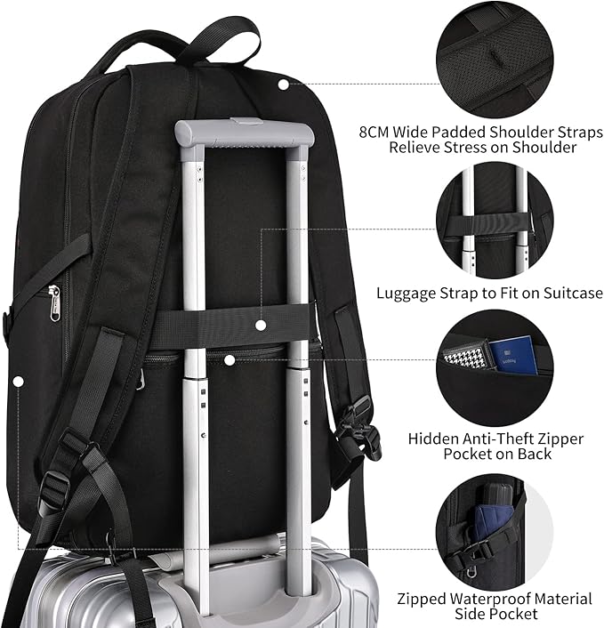 Travel Laptop Backpack, Anti Theft Backpack for Men and Women with USB Charging Port Business Computer Backpack Bag (Black 2811-17 Inch)