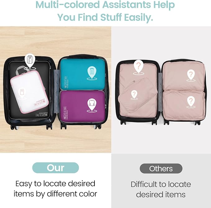 Cambond Compression Packing Cubes for Travel Women - Travel Bags Luggage Organizers Travel Essentials Compression Cubes for Travel Carry on Suitcases Organizer