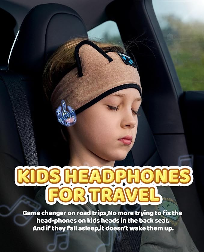 KIDSBAND Kids Headphones, Over On The Ear Toddler/Baby Headband Headphones - Volume Limited with Thin Speakers & Soft Headband No Pressure On Ears, for Learning/Plane/Travel/Tablet/Computer/Sleep