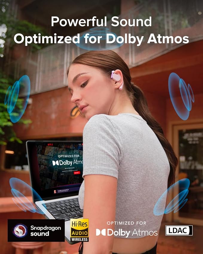 Cleer ARC 3 Open Ear Headphones - Dolby Audio, Snapdragon Sound True Wireless Earbuds, 50Hr Battery, Bluetooth 5.4, IPX 7, Multi-Point, Smart Controls, Wireless Charging Smart Case, Comfort Fit, Pink