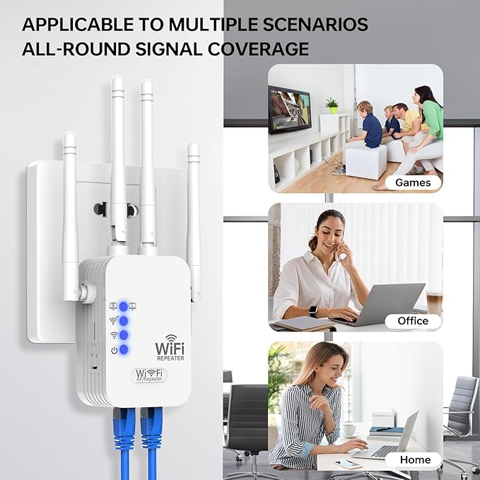 WiFi Extender, WiFi Extenders Signal Booster for Home Up to 9000 sq.ft 5G/2.4G, WiFi Range Extender, Wireless Repeater, Long Range Amplifier with Ethernet Port, Alexa Compatible