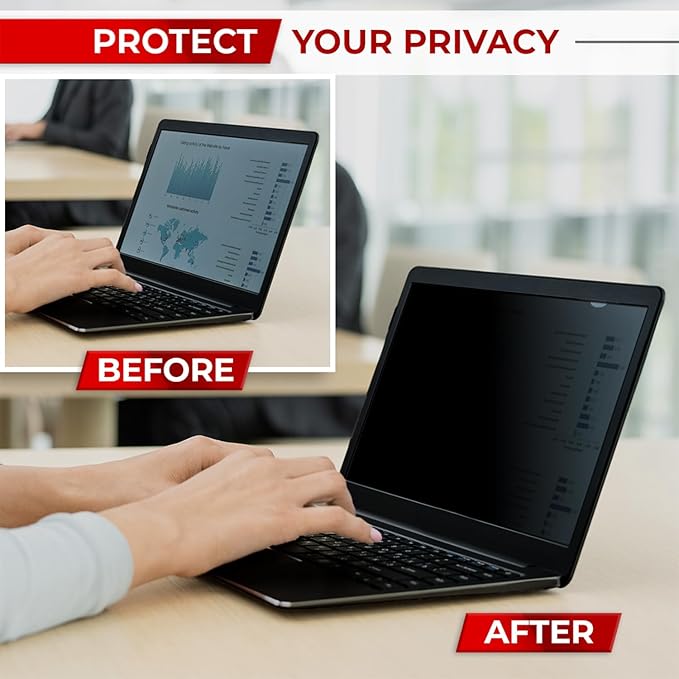 14 Inch 16:10 Laptop Privacy Screen Filter - Computer Monitor Privacy Shield and Anti-Glare Protector