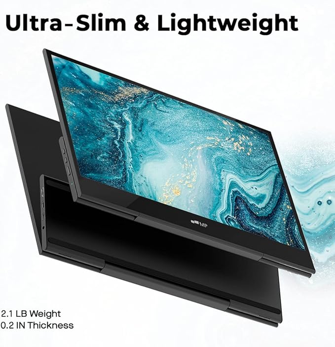 Mobile Pixels Glance Portable Monitor, 16" FHD 1080P Monitor, Travel Monitors with Dual Speakers, Tilt Adjustment & Non-Slip, HDMI USB C Plug & Play Extra Monitors for Laptop, macOS, Windows