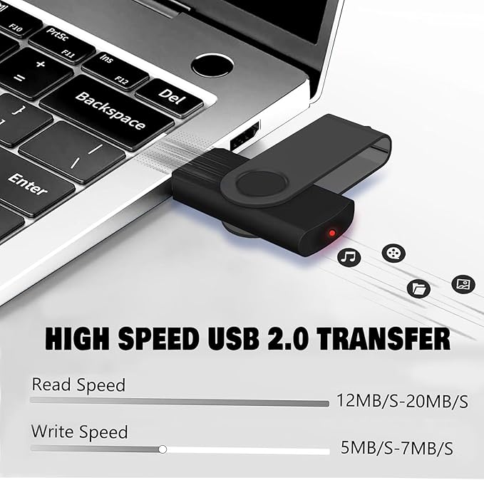 Flash Drive Bulk 2GB USB 20 Pack FEWINA USB2.0 USB Drives Pack Thumb Drive Bulk Swivel Memory Stick Zip Drive for Storage and Backup Black 20PCS 2GB