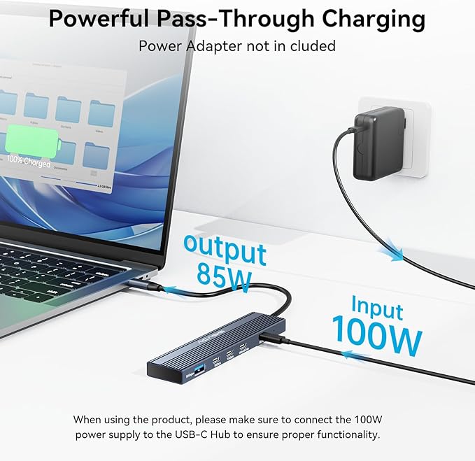 ACASIS USB C Splitter with 4K@60Hz Video Output, USB C Hub 10Gbps, 1xUSB C Video Output for Portable Monitor, 3xUSB C 10Gbps,100W PD, Multiport Adapter Splitter for Dell/HP/Mac Pro/Samsung